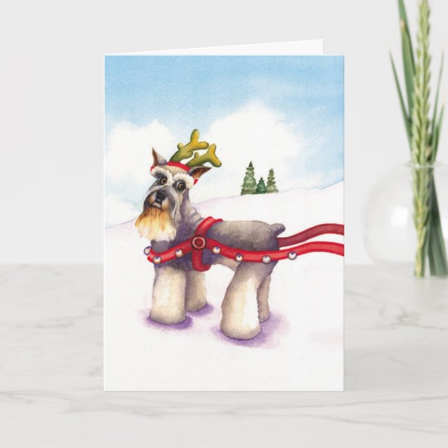 Tarjeta de navidad para el amante del perro - Reno (Anverso)