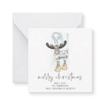 Tarjeta de navidad para el guión de reno corto