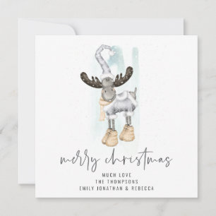 Tarjeta de navidad para el guión de reno corto