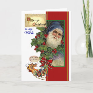 Tarjeta de Navidad para el tío - vintage Santa,