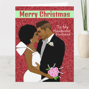 Tarjeta de Navidad para esposo afroamericano