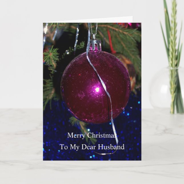 Tarjeta de Navidad para Esposo con Diseño de Bola  (Anverso)