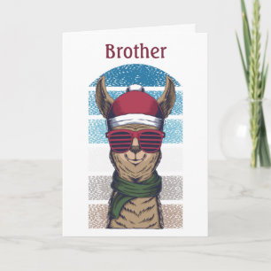 Tarjeta de Navidad para hermano Llama con gafas