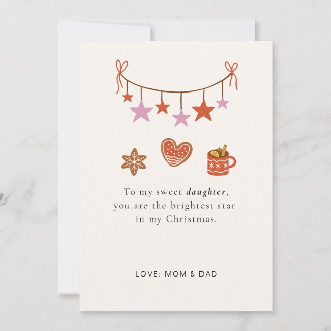Tarjeta de Navidad para Hija Personalizada y Diver (Anverso)