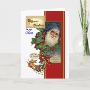 Tarjeta de Navidad para la tía - vintage Santa,