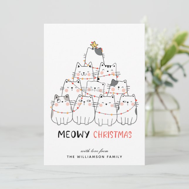 Tarjeta de navidad para los gatos más guapos (Anverso de pie)