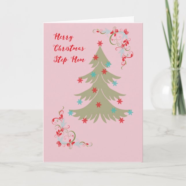 Tarjeta de Navidad para Madrastra Árbol de Diseñad (Anverso)