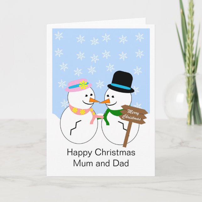 Tarjeta De Navidad Para Madres Y Padres De Nieve (Anverso)