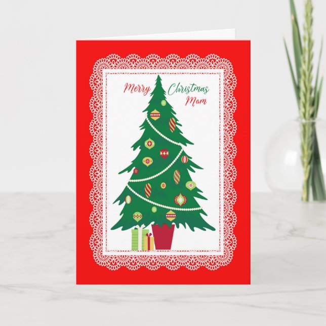 Tarjeta de navidad para mamá con árbol (Anverso)