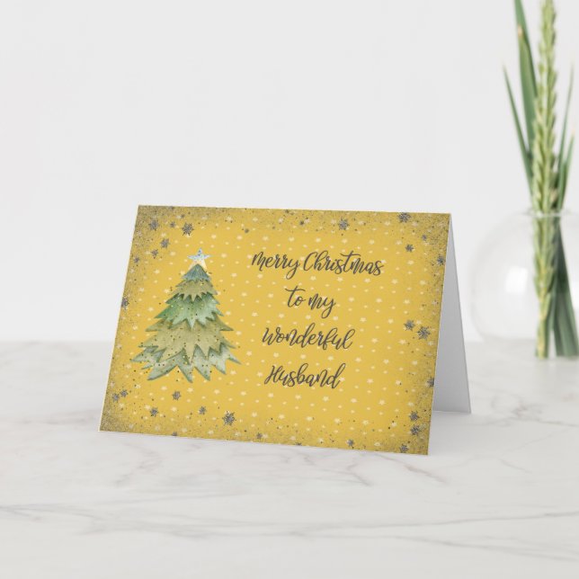 Tarjeta de navidad para marido en colores dorados (Anverso)