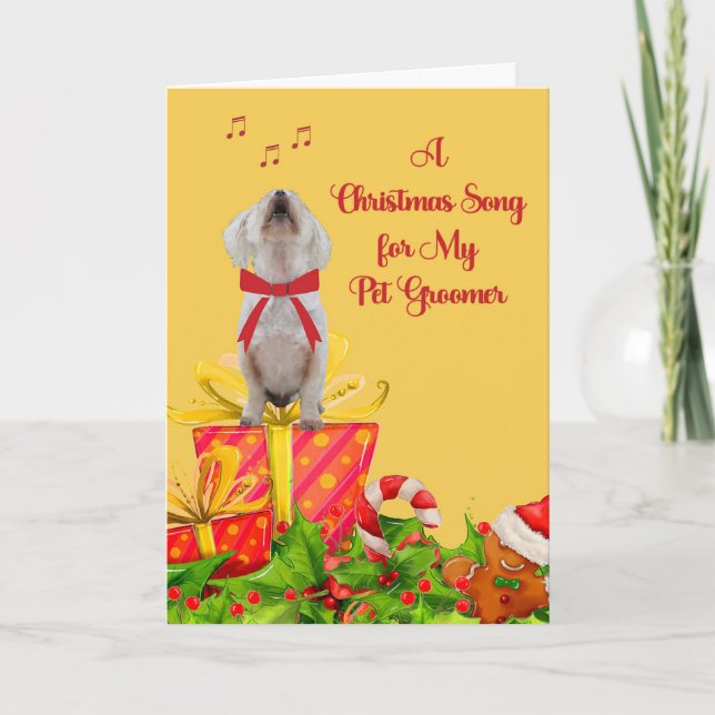 Tarjeta de navidad para Mascota Groomer con perro  (Anverso)