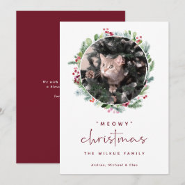 Tarjeta de Navidad para Mascotas con Foto de Gato 