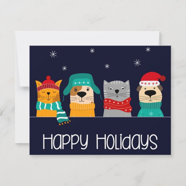 Tarjeta de Navidad para Negocios de Mascotas (Anverso)