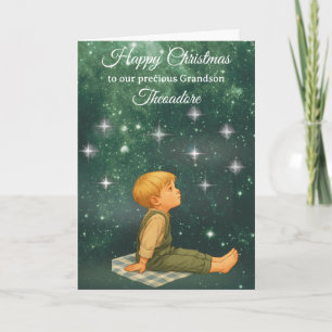 Tarjeta de Navidad para Nieto – Noche Estrellada