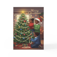 Tarjeta de Navidad para Niños - Adornando el Árbol