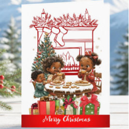Tarjeta de Navidad para niños afroamericanos