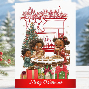 Tarjeta de Navidad para niños afroamericanos