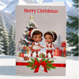 tarjeta de Navidad para niños afroamericanos
