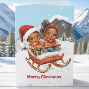 Tarjeta de Navidad para niños afroamericanos