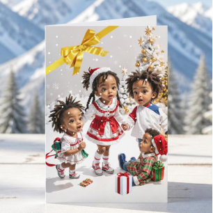 Tarjeta de Navidad para niños afroamericanos