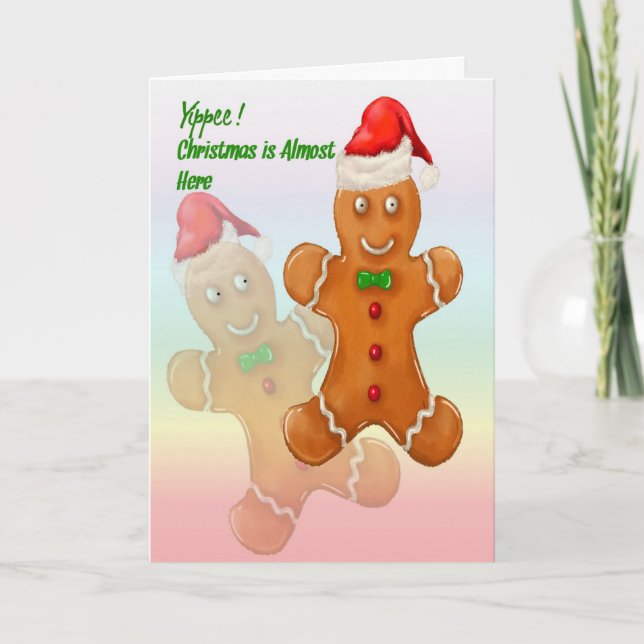 Tarjeta de navidad para niños con hombres de pan d (Anverso)