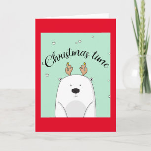 TARJETA DE NAVIDAD PARA NIÑOS CON OSO CON CUERNOS