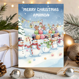 Tarjeta de Navidad para niños de desfile de dulces