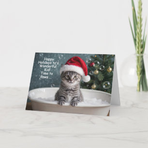 Tarjeta de Navidad para niños Gatito lindo en el b