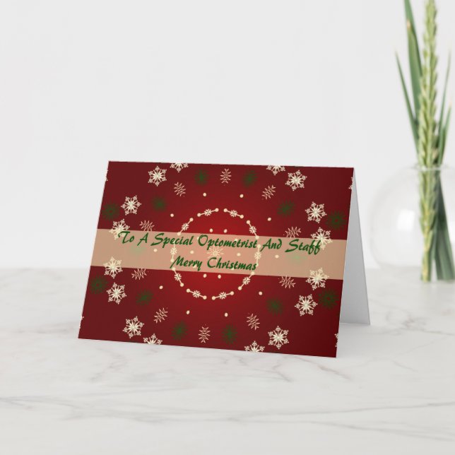 Tarjeta De navidad Para Optometrista Y Personal (Anverso)