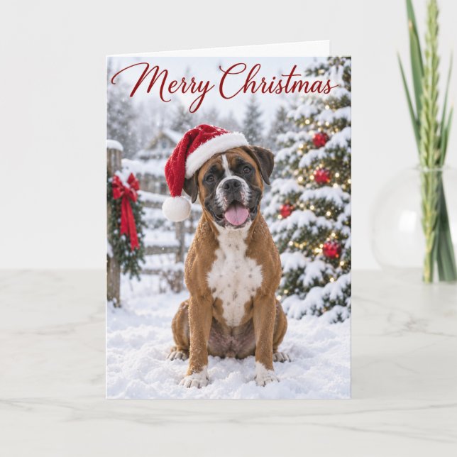 Tarjeta de Navidad para Perro Boxer (Anverso)