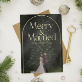 Tarjeta de Navidad para recién casados Feliz y Cas