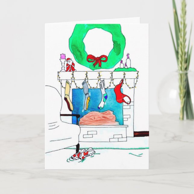 Tarjeta de navidad para Runner - Sports Bra Ho Ho  (Anverso)