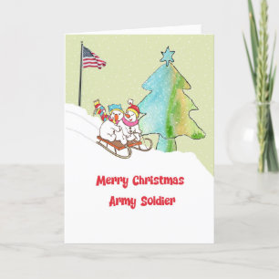 Tarjeta de navidad para soldado del ejército con h
