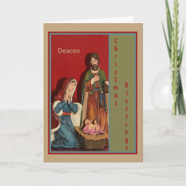 Tarjeta de navidad para su diácono con Manger (Anverso)