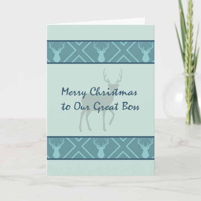 Tarjeta de Navidad para un Gran Jefe en Verde Azul (Anverso)