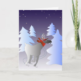 Tarjeta de Navidad patinadora del reno