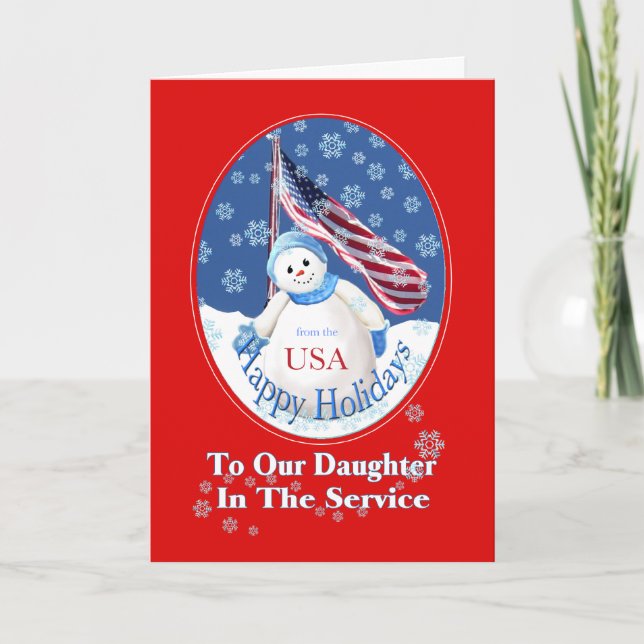 Tarjeta de Navidad patriótica para la hija en (Anverso)