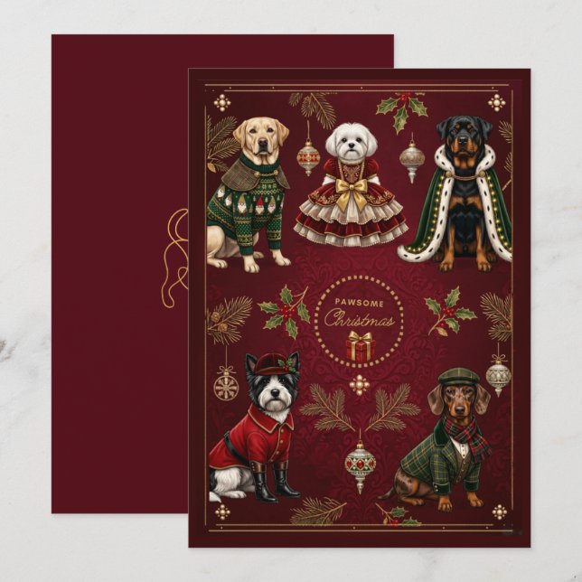 Tarjeta de Navidad Pawsome (Anverso / Reverso)