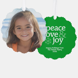 Tarjeta de Navidad - Paz Amor Alegría Verde