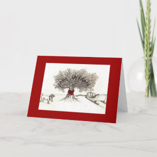 Tarjeta de Navidad, paz en árbol de la tierra