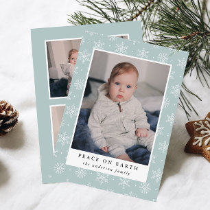Tarjeta de Navidad Peace On Earth Ice Blue Copo de