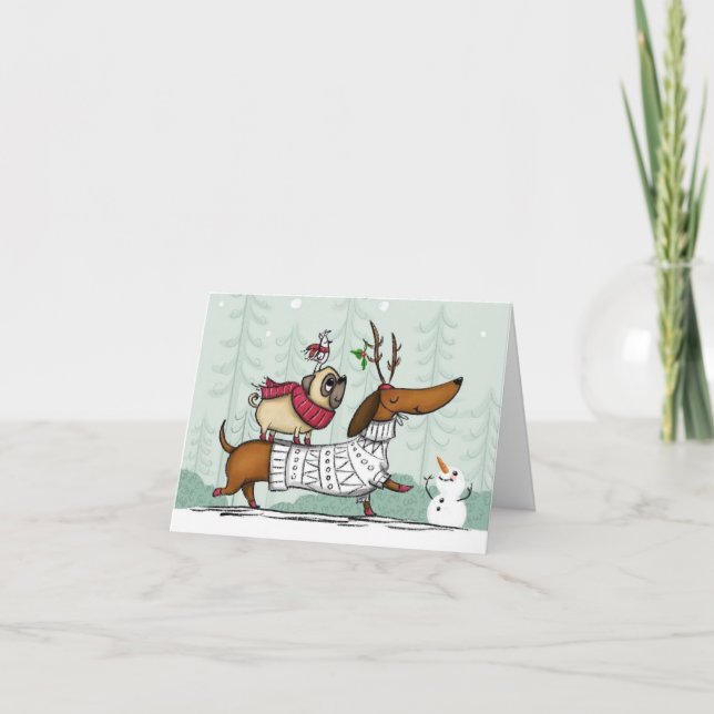 Tarjeta de Navidad - Perrito Reno (Anverso)