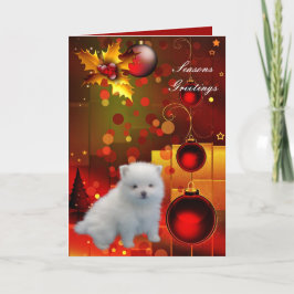 Tarjeta de Navidad Perro Cachorro Pomerania
