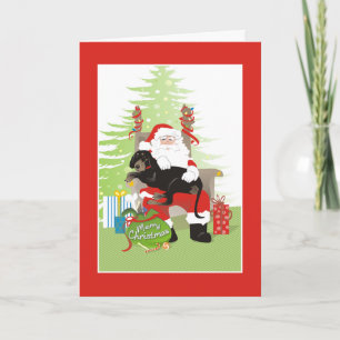 Tarjeta de Navidad - perro del Coonhound - negro y