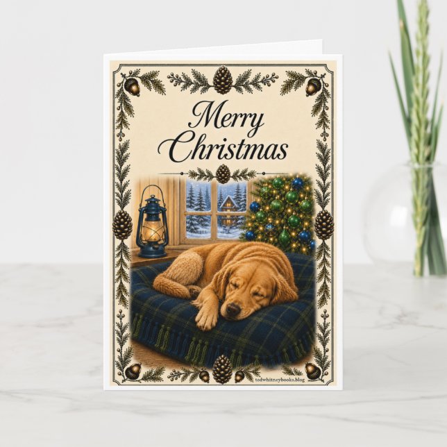Tarjeta de Navidad - Perro Durmiendo (Anverso)