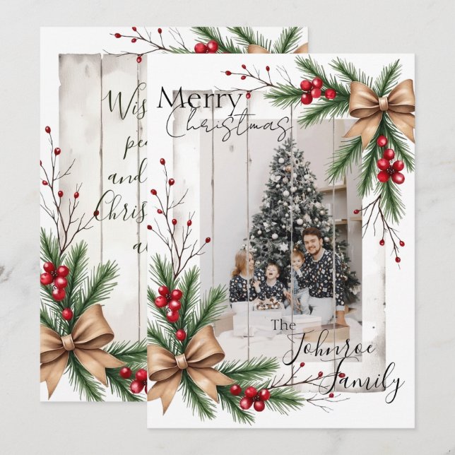 Tarjeta de Navidad personalizable con acentos de p (Anverso / Reverso)