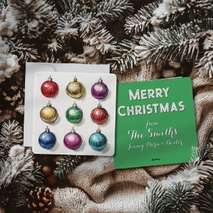 Tarjeta de Navidad Personalizable con Adornos Colo