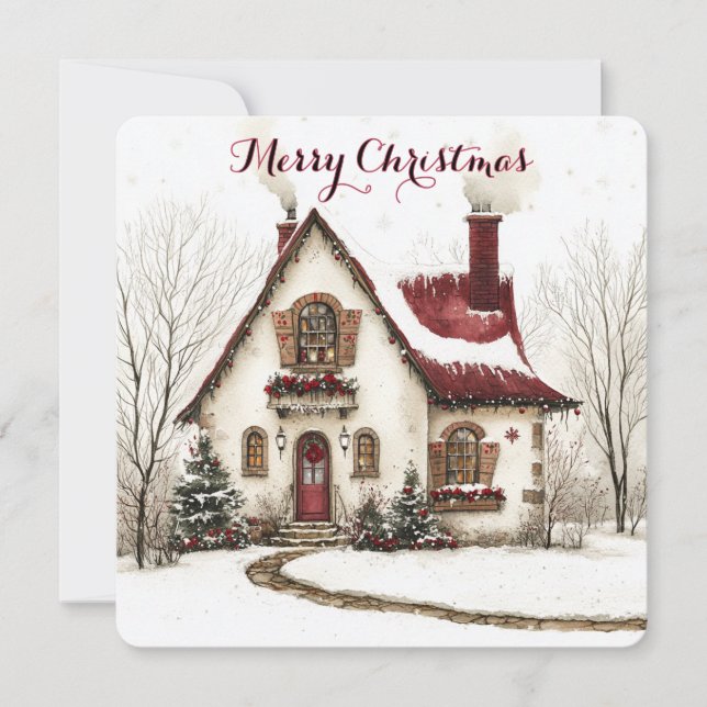 Tarjeta de Navidad Personalizable con Casa de Acua (Anverso)