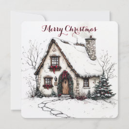Tarjeta de Navidad Personalizable con Casa de Acua