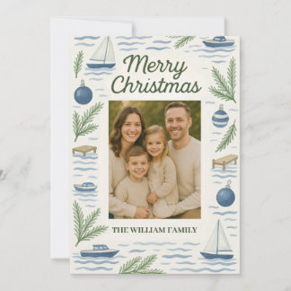 Tarjeta de Navidad personalizable con foto de tema